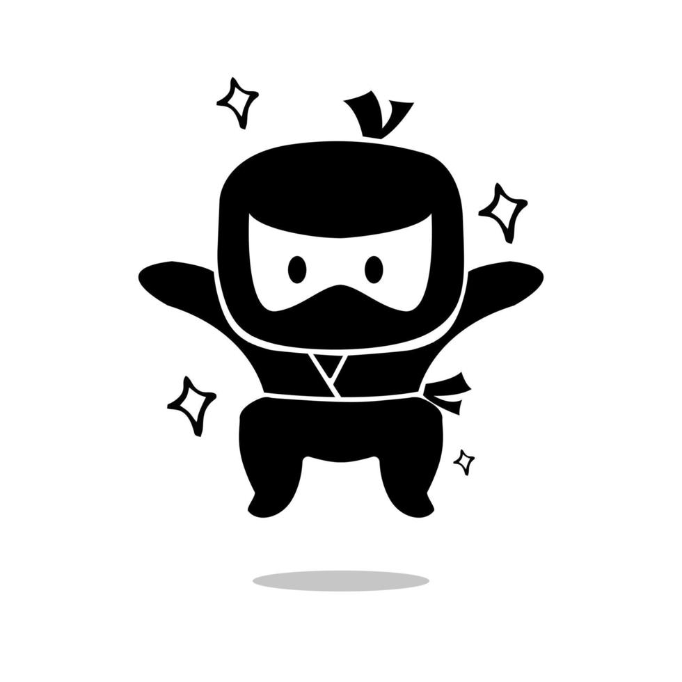 saltar lindo ninja sobre fondo blanco vector