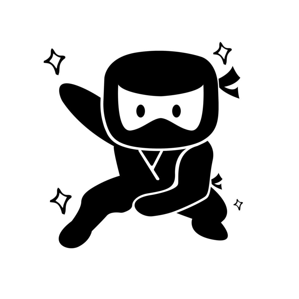 attack cute ninja on white background vector