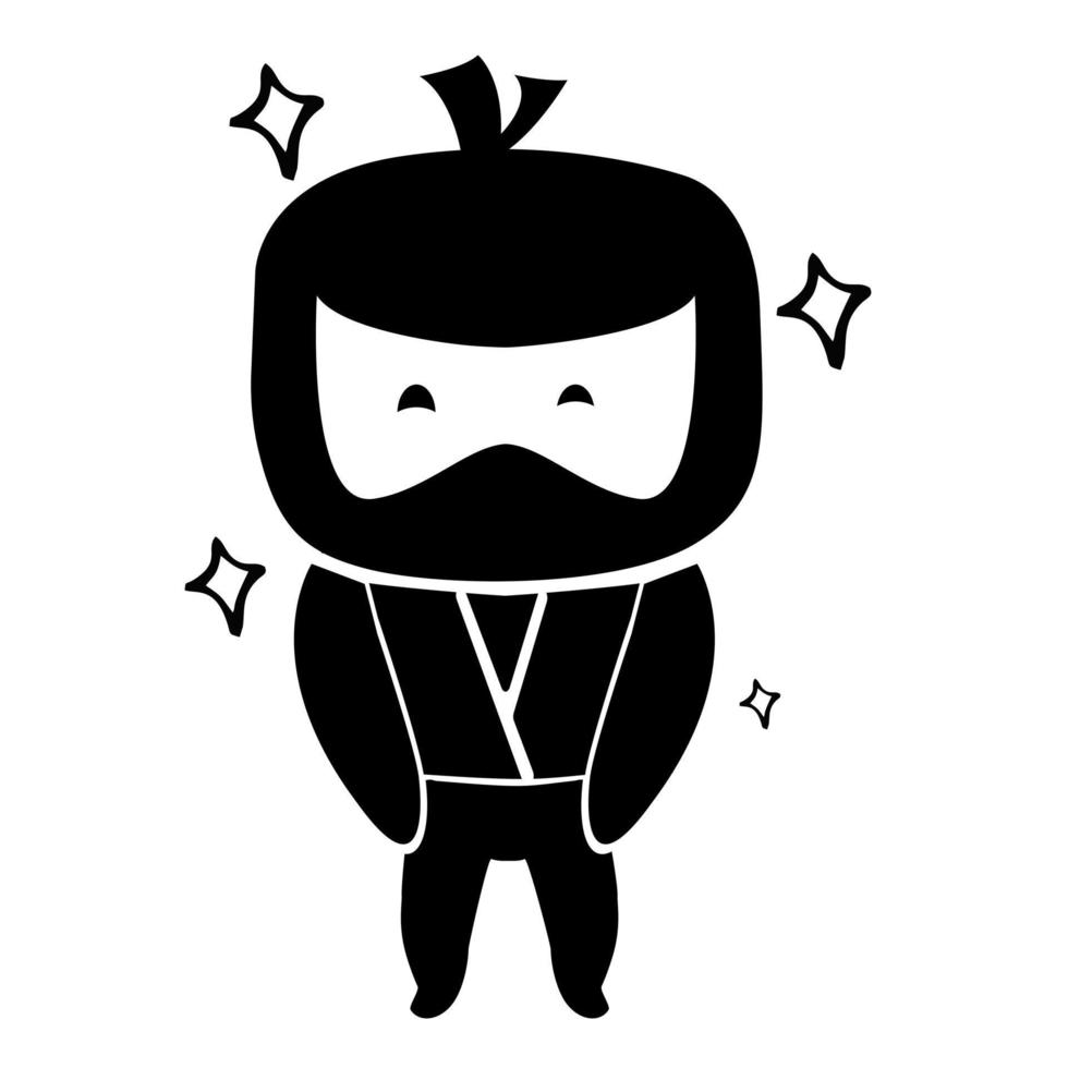 tonto, lindo, ninja, blanco, plano de fondo, vector