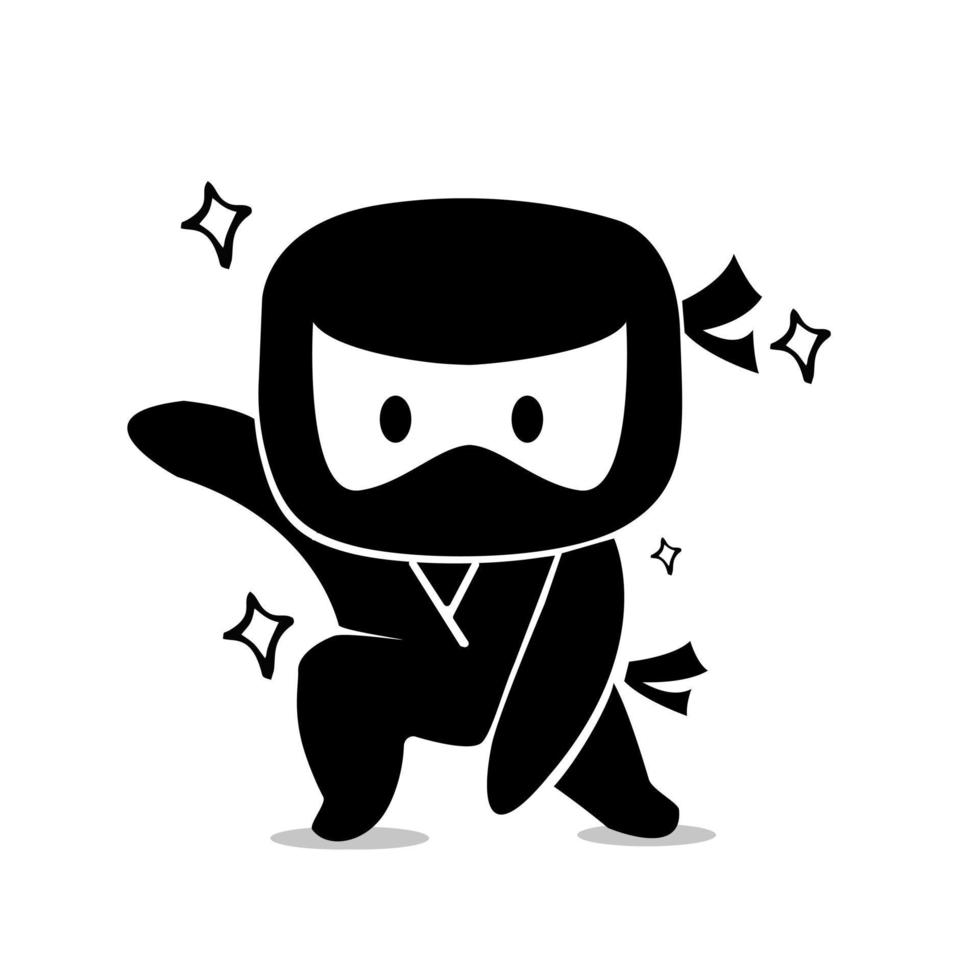 ground fight cute ninja on white background vector