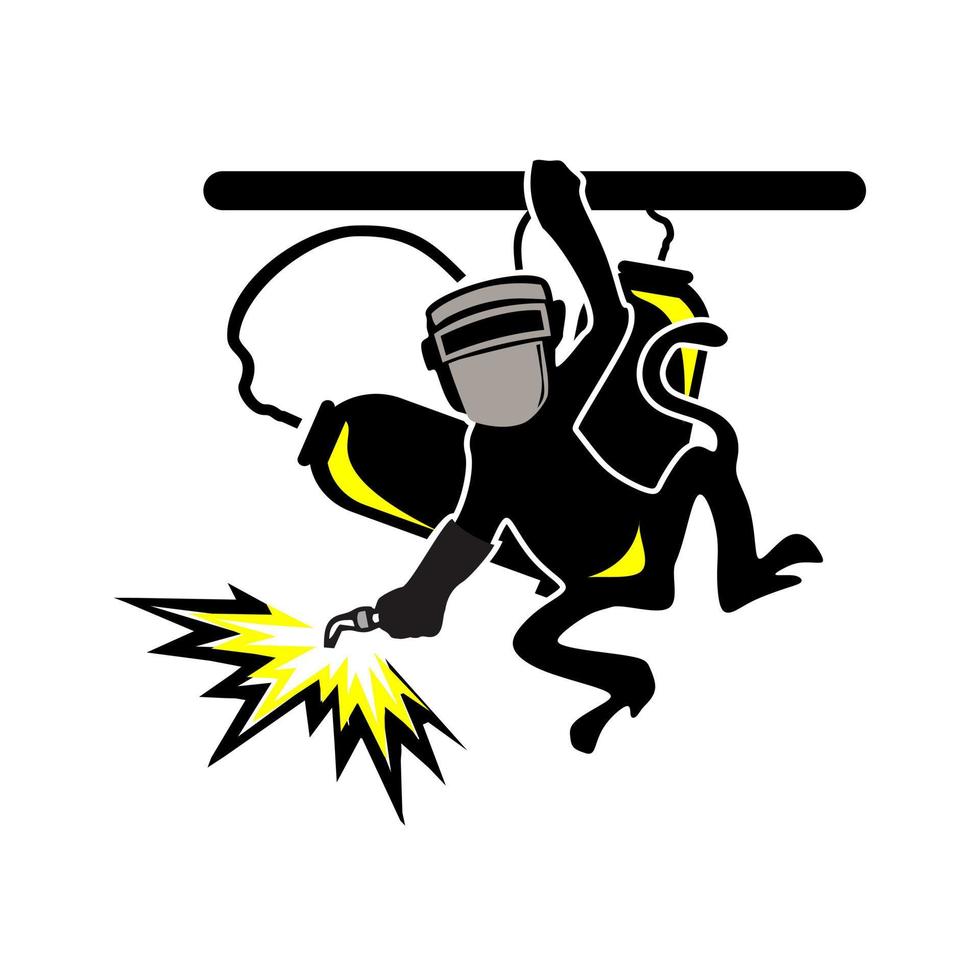 monkey welding logo white background vector
