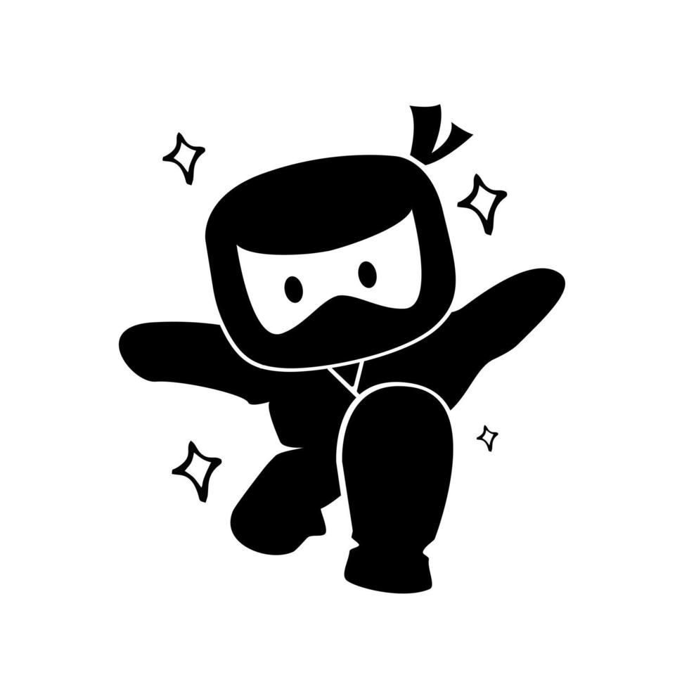 ground stand cute ninja on white background vector