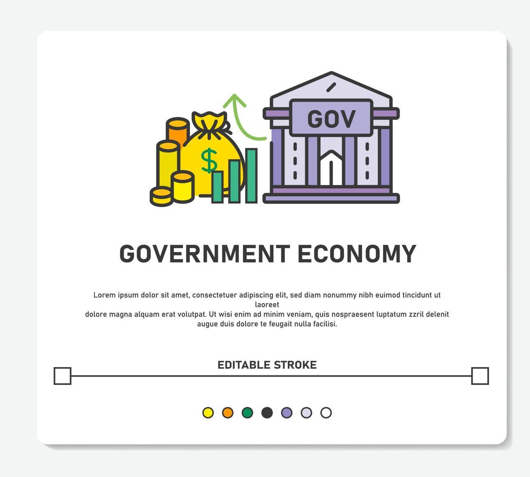 economía del gobierno con dinero y logotipo de construcción trazo editable de vector simple