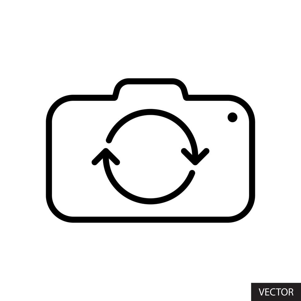 cambie a la cámara frontal, la cámara selfie, la cámara trasera o el icono de la cámara trasera en el diseño de estilo de línea aislado en fondo blanco. trazo editable. vector