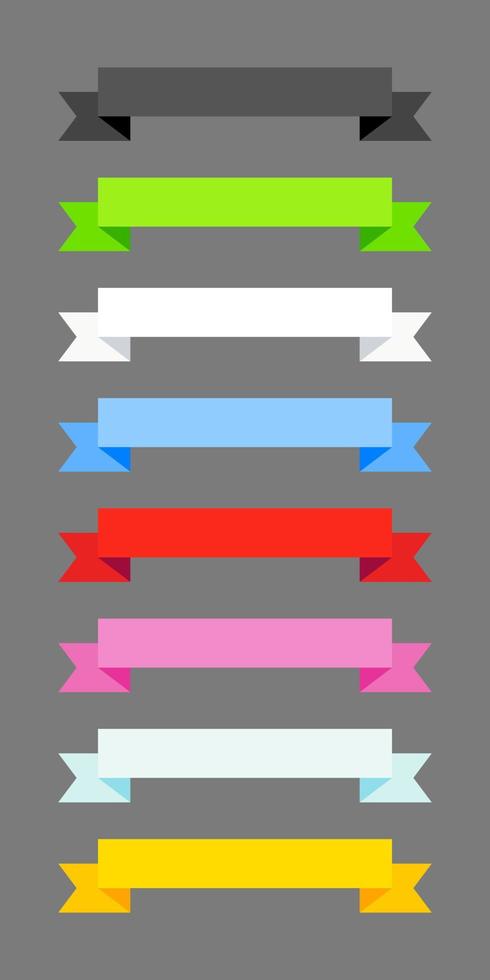 Set of colorful ribbons in flat style design isolated on background. vector