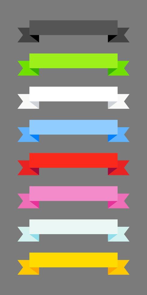 Set of colorful ribbons in flat style design isolated on background. vector