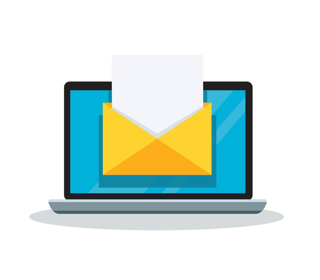laptop computer with email notification vector