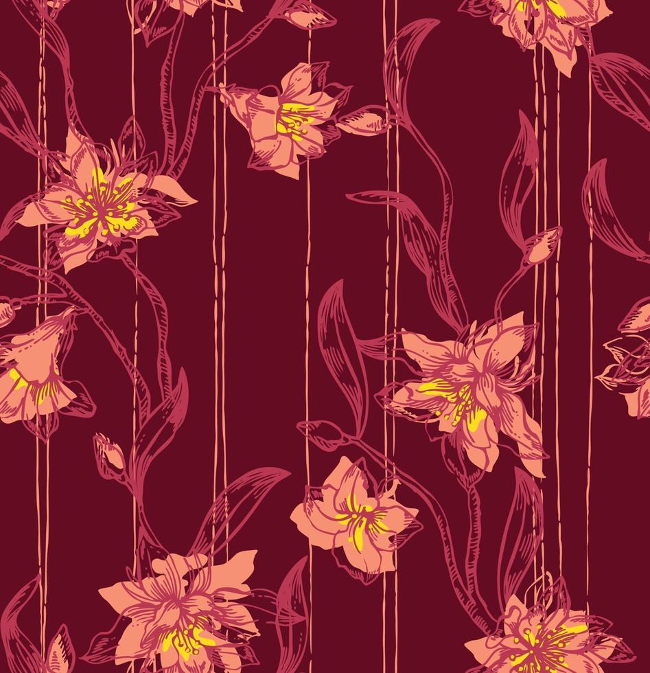 hermoso fondo con flores pintadas de colores vector