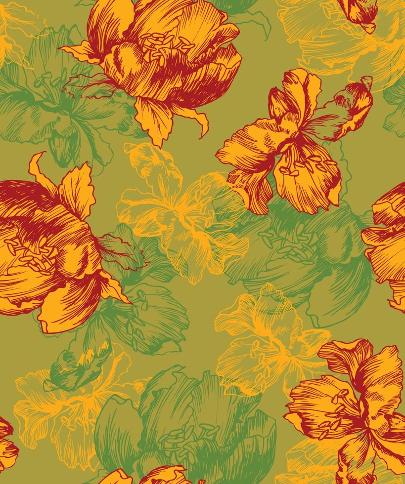 Beautiful background with colorful painted flowers vector