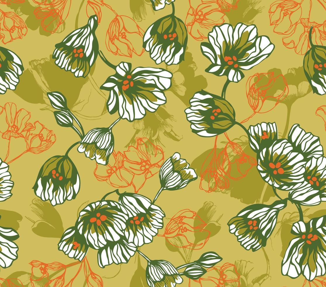 Natural background with colorful painted flowers vector