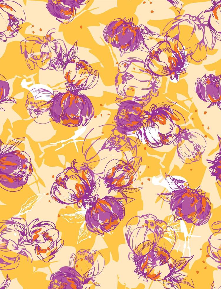 hermoso fondo con flores pintadas de colores vector