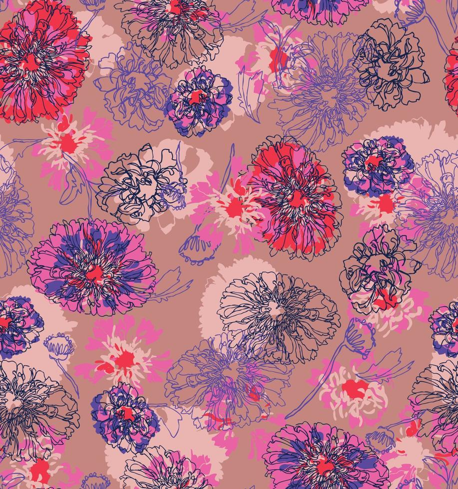 Natural background with colorful painted flowers vector