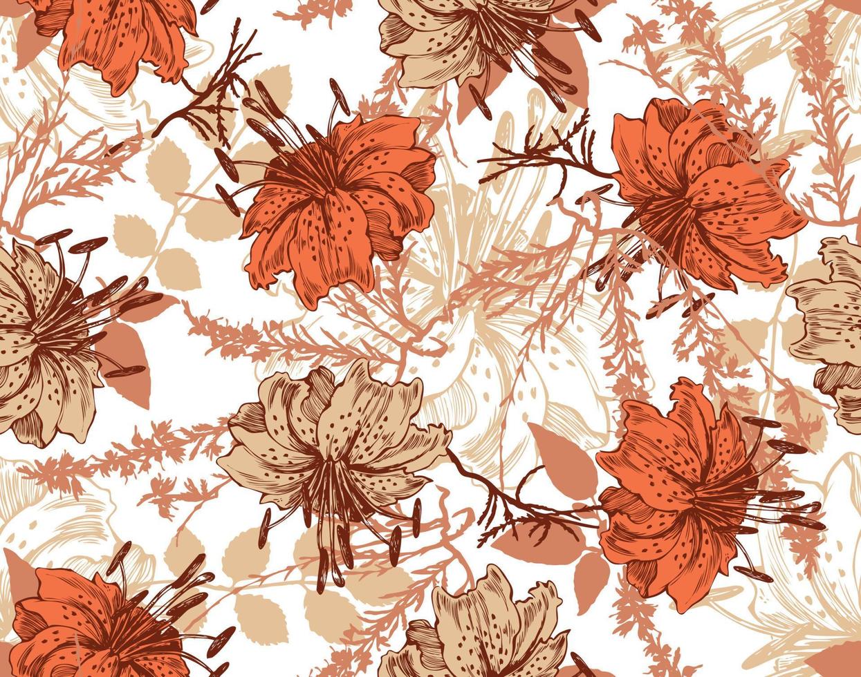 hermoso fondo con flores pintadas de colores vector