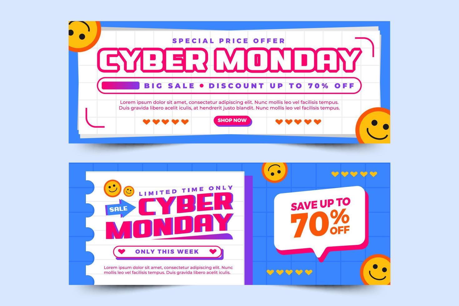Cyber Monday cover banner design template is easy to customize vector