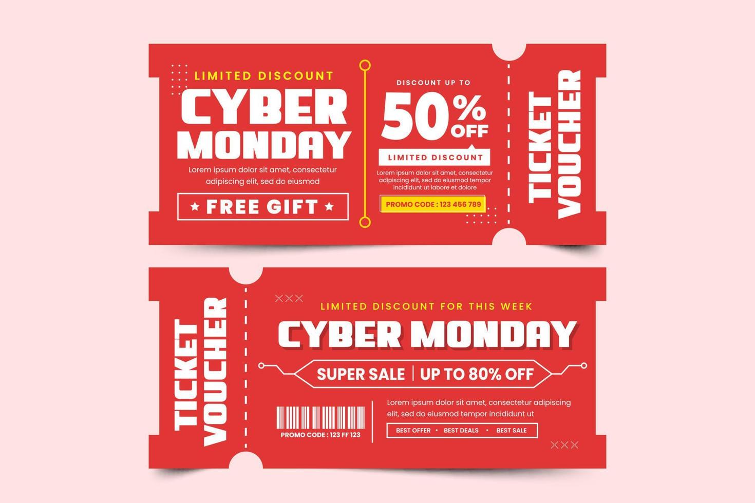 Cyber Monday voucher or coupon design template is easy to customize vector