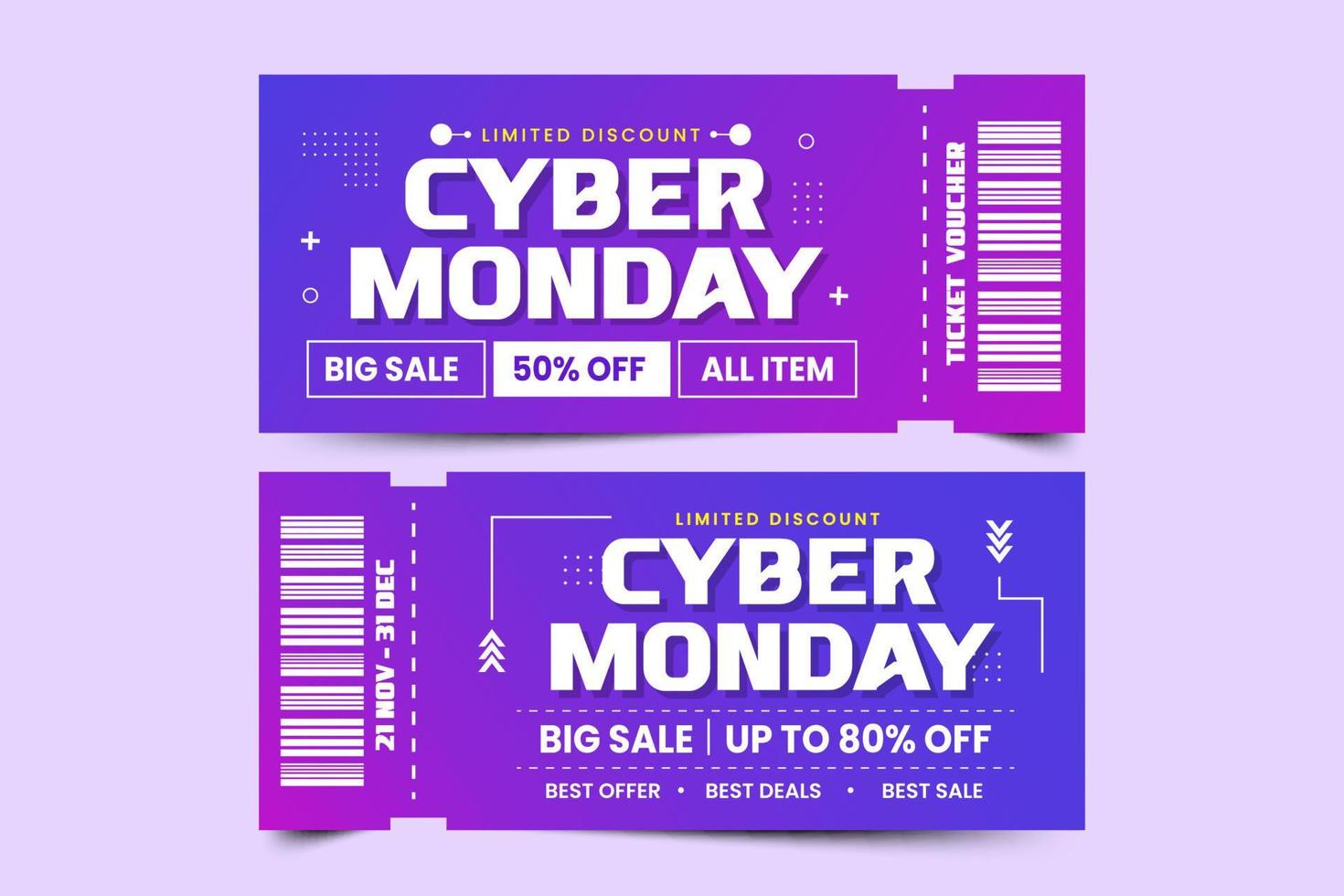 Cyber Monday voucher or coupon design template is easy to customize vector
