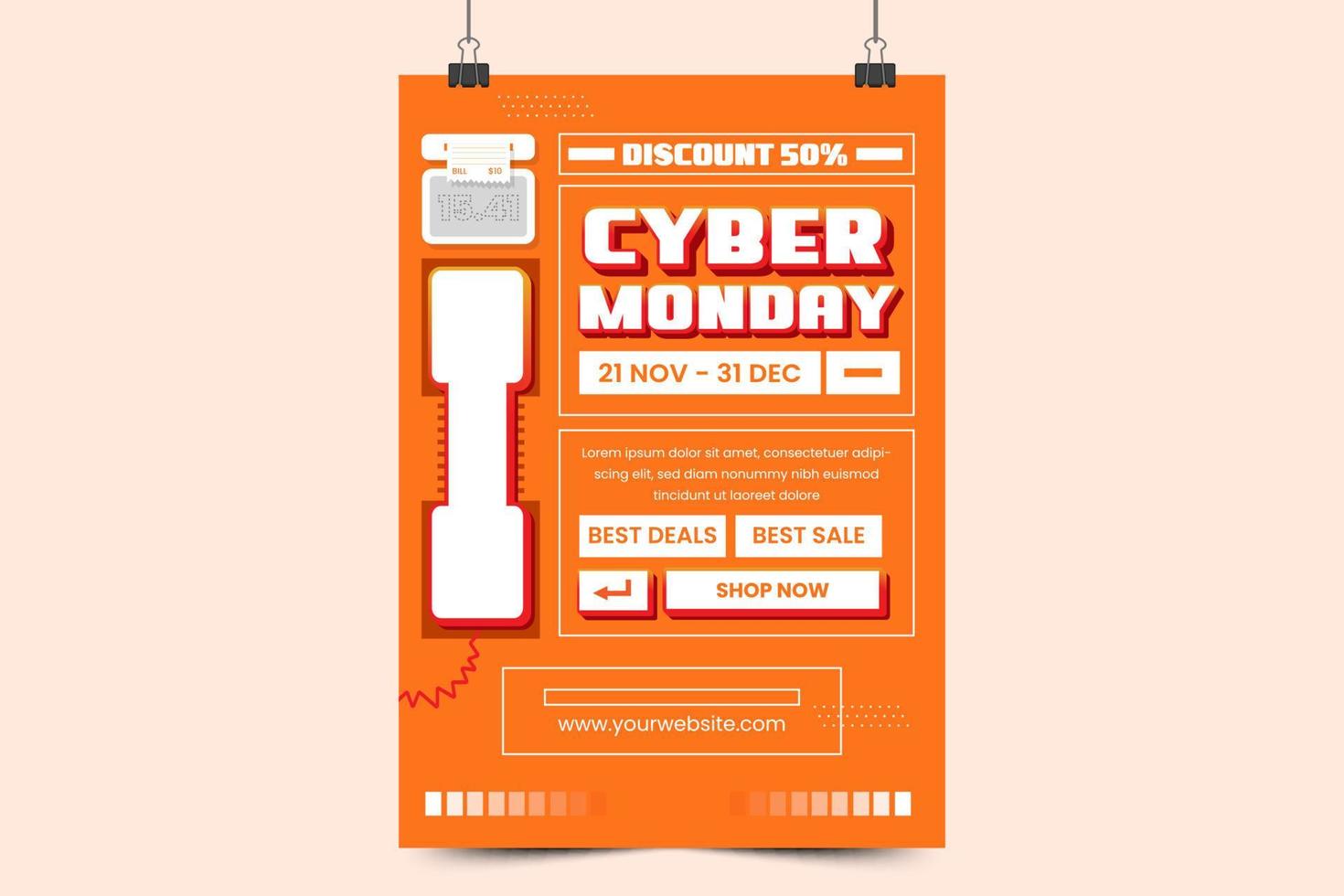 Cyber Monday poster or flyer design template is easy to customize vector