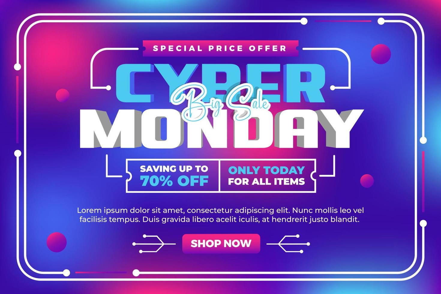 Cyber Monday background design template is easy to customize vector