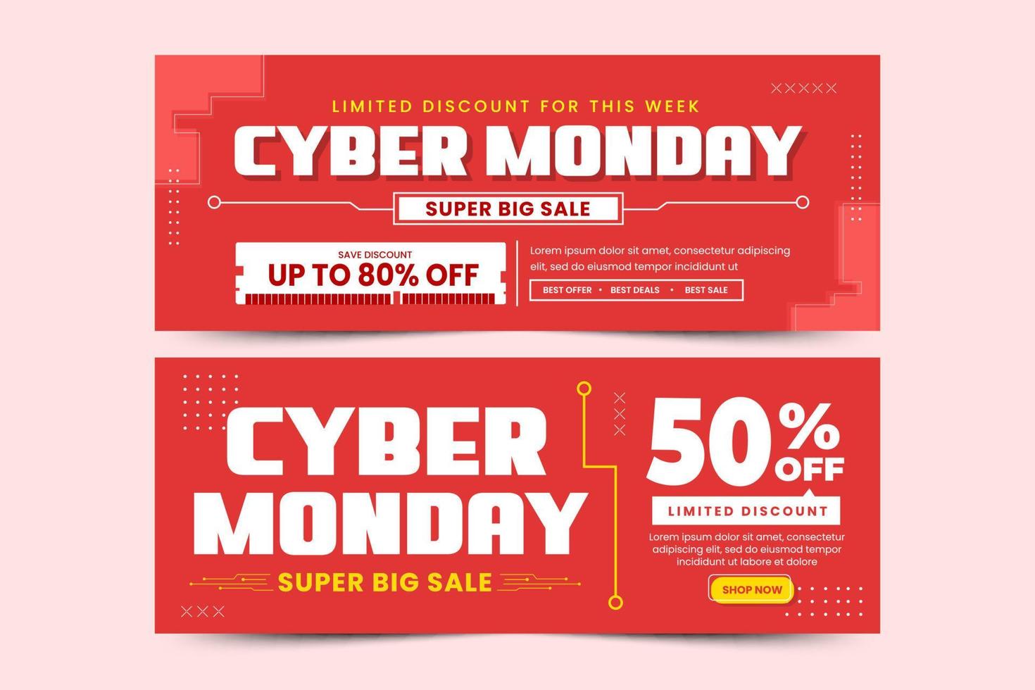 Cyber Monday facebook cover banner design template is easy to customize vector