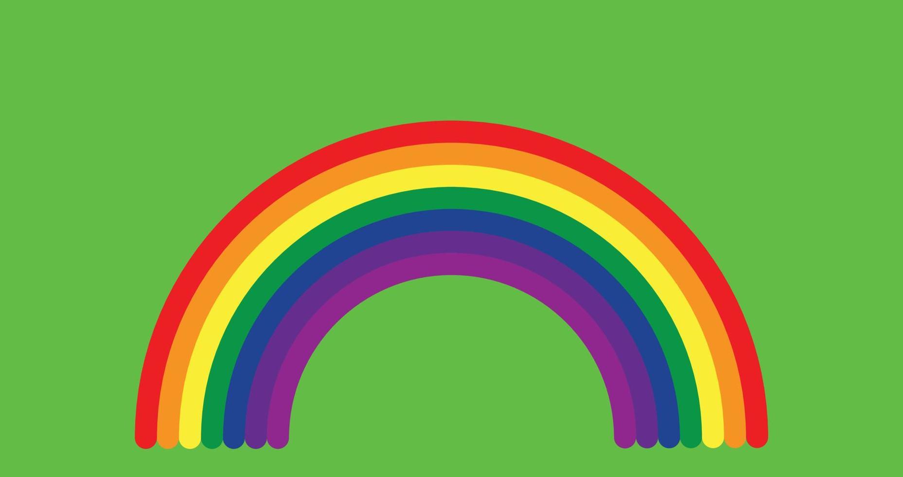 Colored rainbow on a green background vector