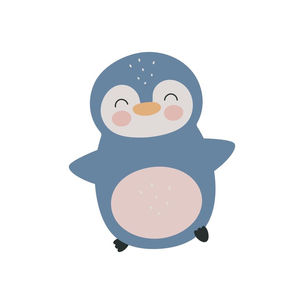 Cute Penguin. Cartoon style. Vector illustration. For card, posters, banners, books, printing on the pack, printing on clothes, fabric, wallpaper, textile or dishes.