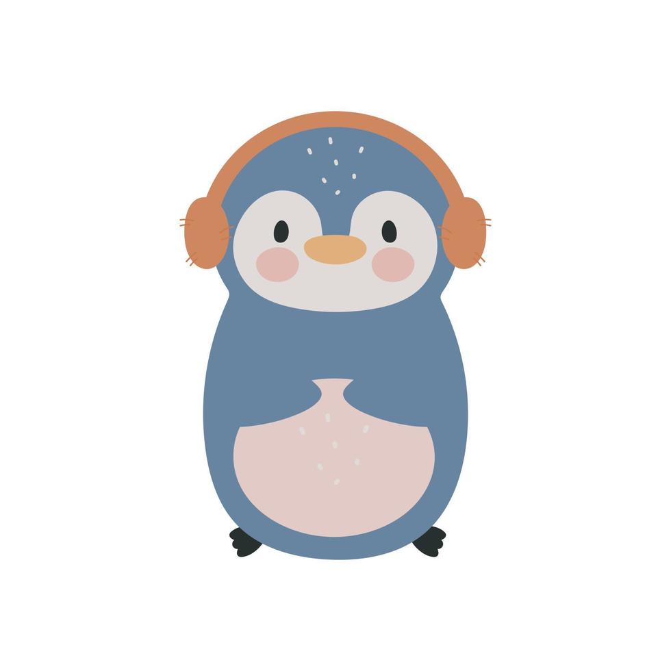 Cute Penguin. Cartoon style. Vector illustration. For card, posters, banners, books, printing on the pack, printing on clothes, fabric, wallpaper, textile or dishes.