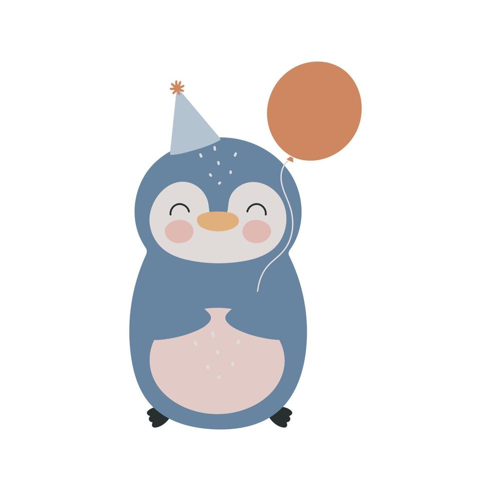 Cute Penguin. Cartoon style. Vector illustration. For card, posters, banners, books, printing on the pack, printing on clothes, fabric, wallpaper, textile or dishes.