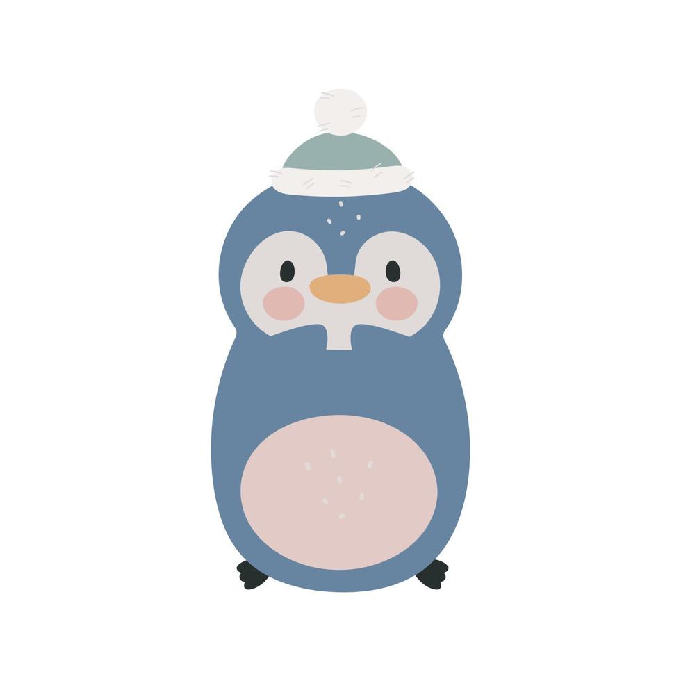 Cute Penguin. Cartoon style. Vector illustration. For card, posters, banners, books, printing on the pack, printing on clothes, fabric, wallpaper, textile or dishes.