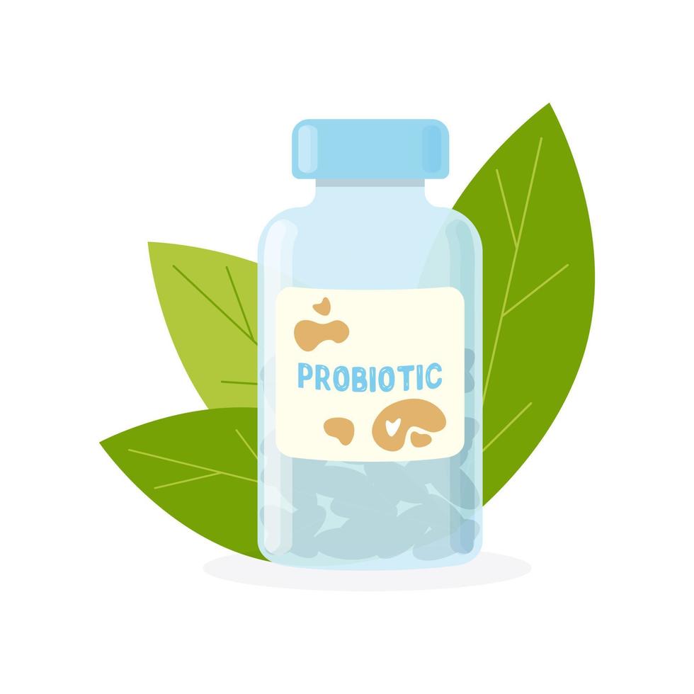 Probiotic bottle with capsules. vector