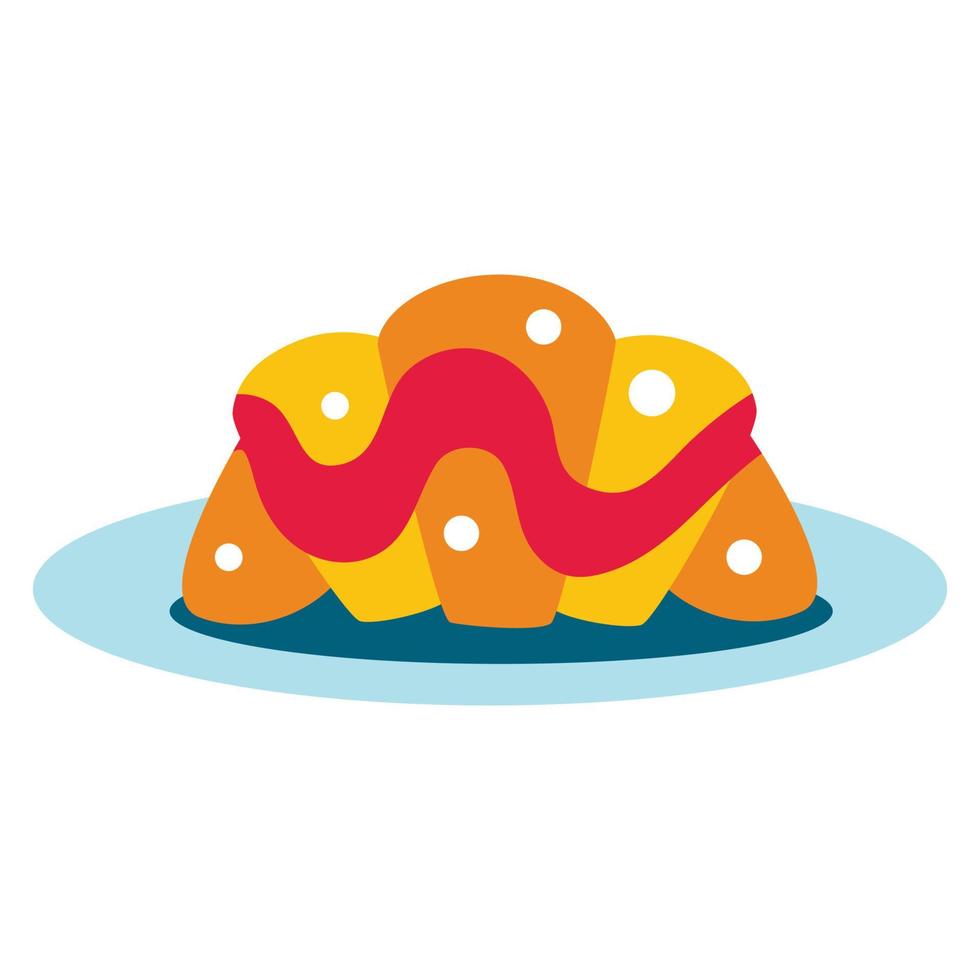 croissant dulce con relleno en un plato. ilustración vectorial de postre vector