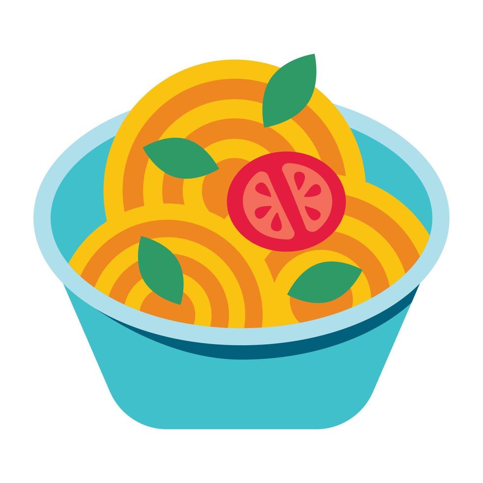 embajador italiano en un plato con verduras. dibujo vectorial de fideos asiáticos vector