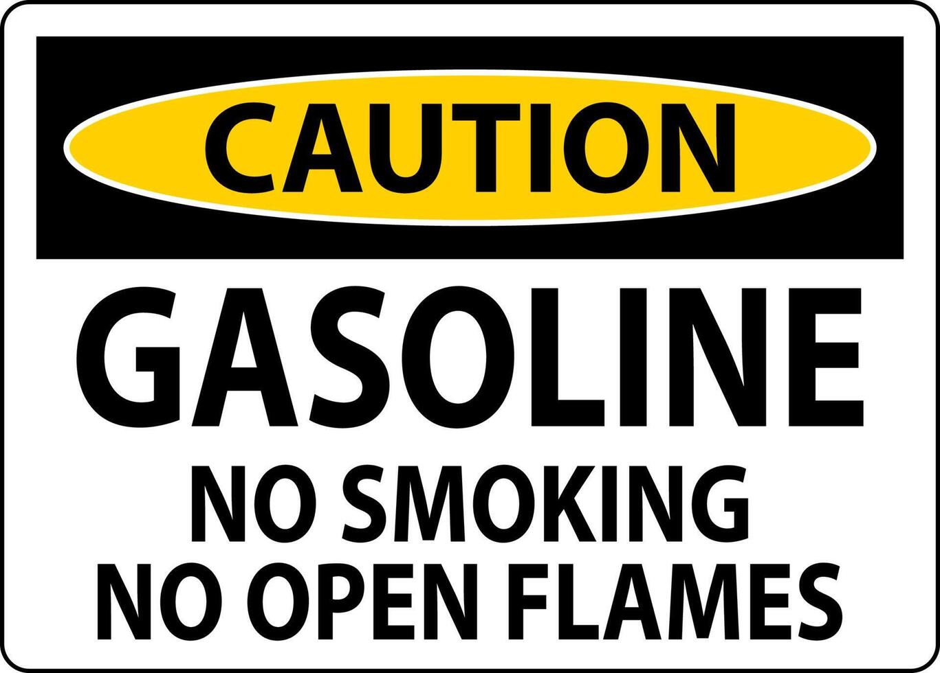 señal de precaución gasolina, no fumar, no encender llamas vector