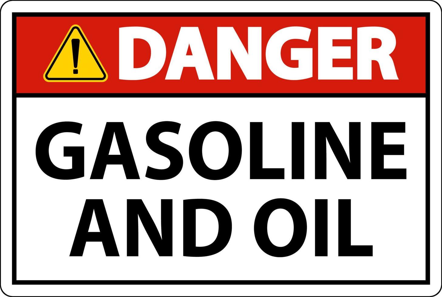 Señal de peligro de gasolina y aceite sobre fondo blanco. vector