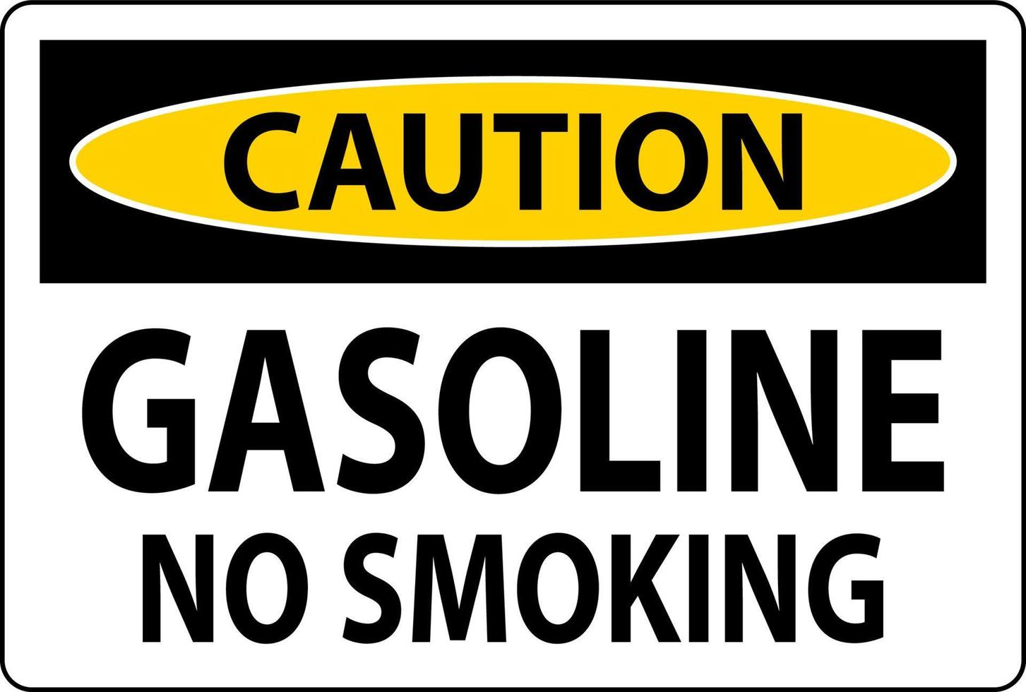 Caution Sign Gasoline, No Smoking On White Background vector
