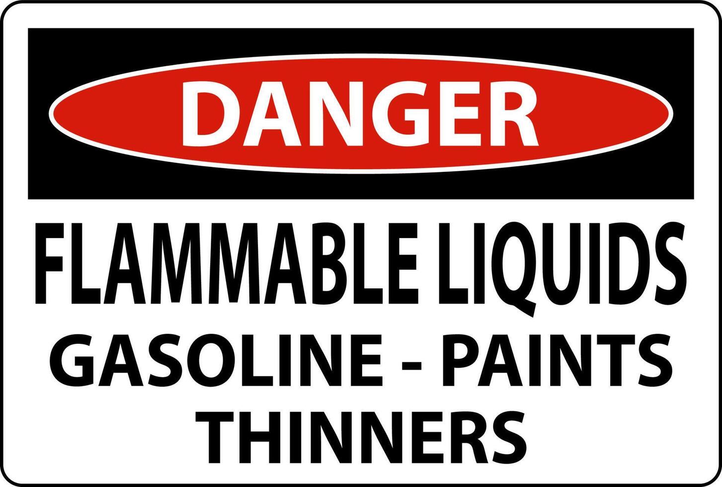 Danger Sign Flammable Liquids, Gasoline, Paints, Thinners vector
