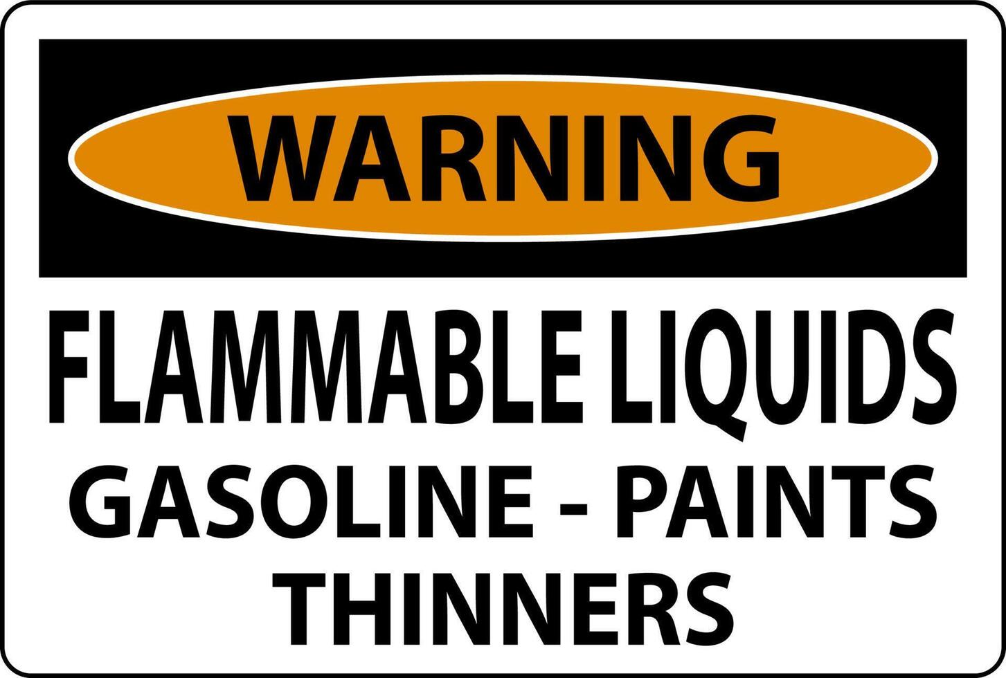 Warning Sign Flammable Liquids, Gasoline, Paints, Thinners vector