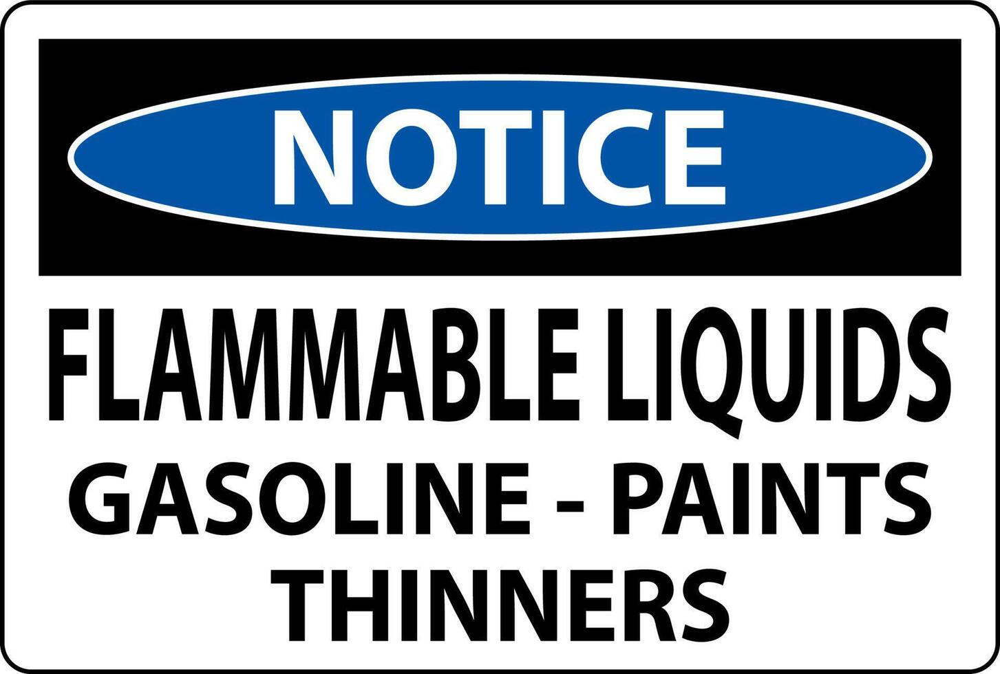 Notice Sign Flammable Liquids, Gasoline, Paints, Thinners vector