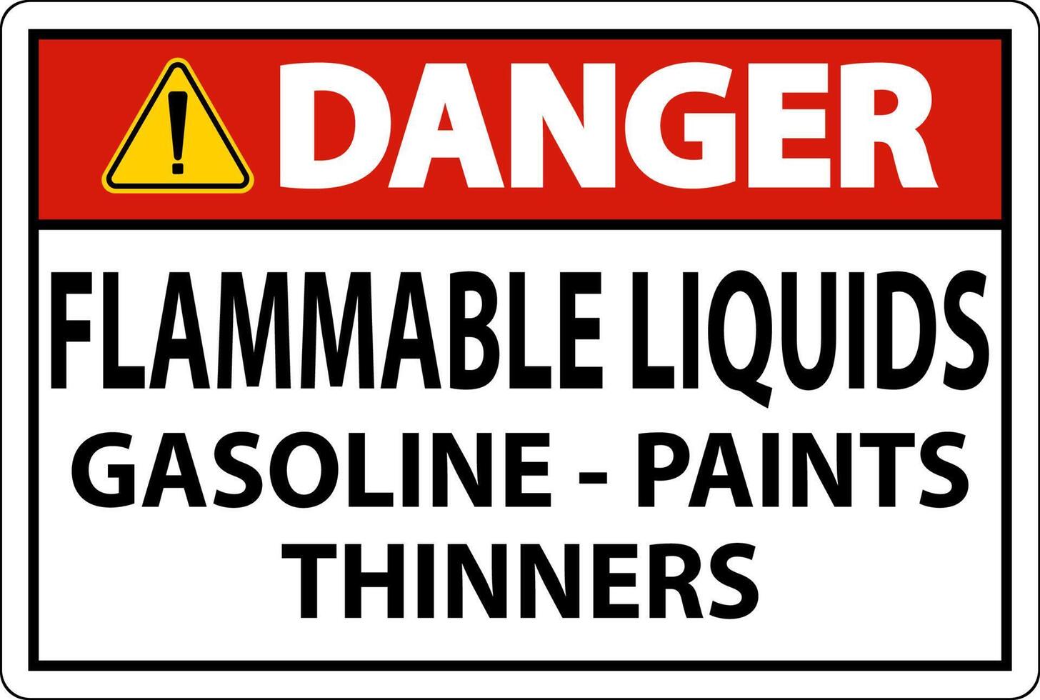 Danger Sign Flammable Liquids, Gasoline, Paints, Thinners vector
