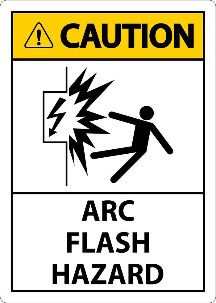 Caution Arc Flash Hazard Sign On White Background vector