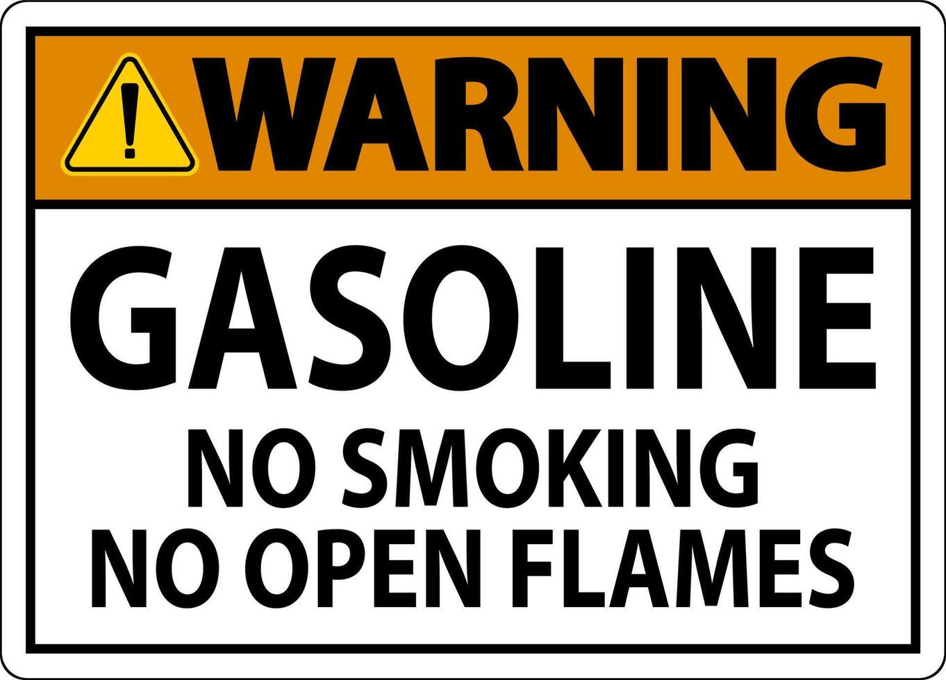 Warning Sign Gasoline ,No Smoking, No Open Flames vector