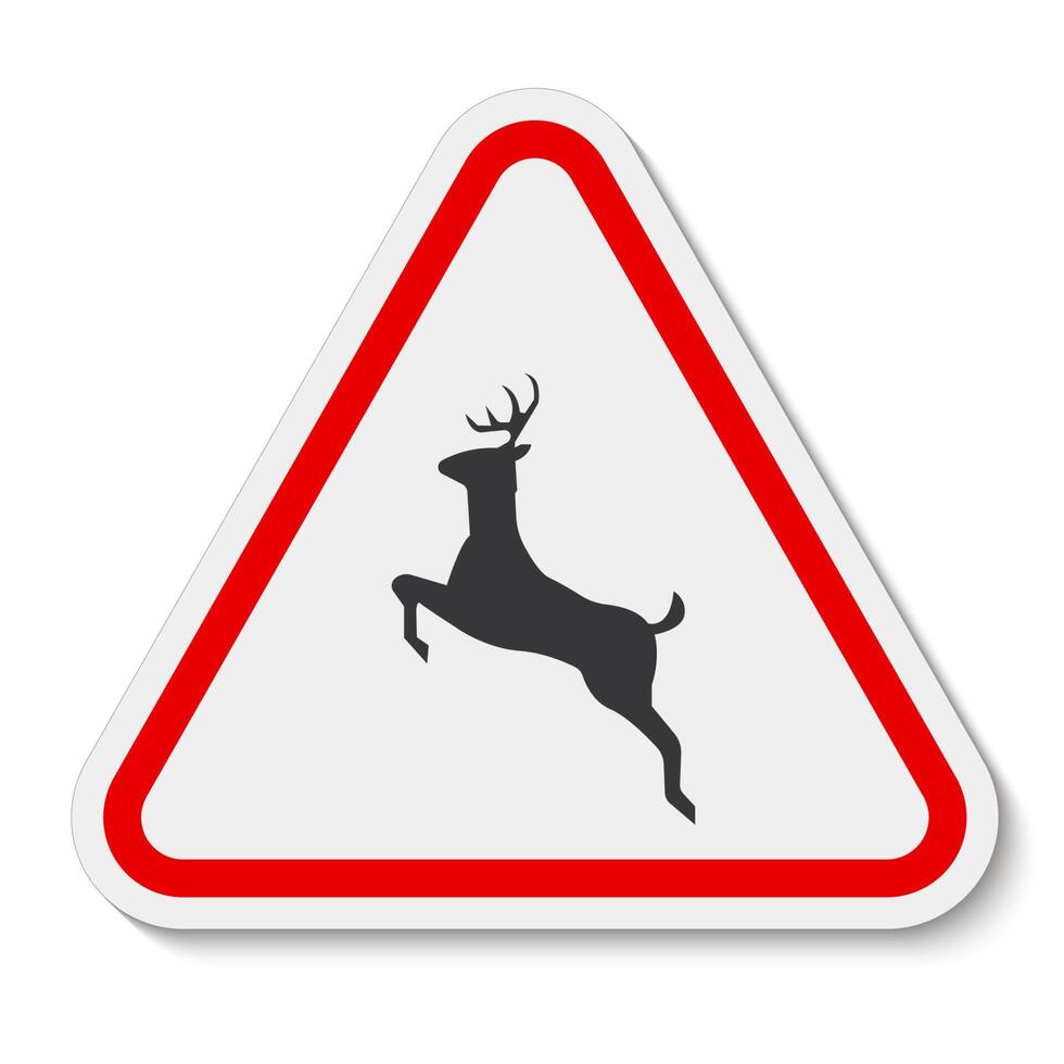 Deer Crossing Sign On White Background vector