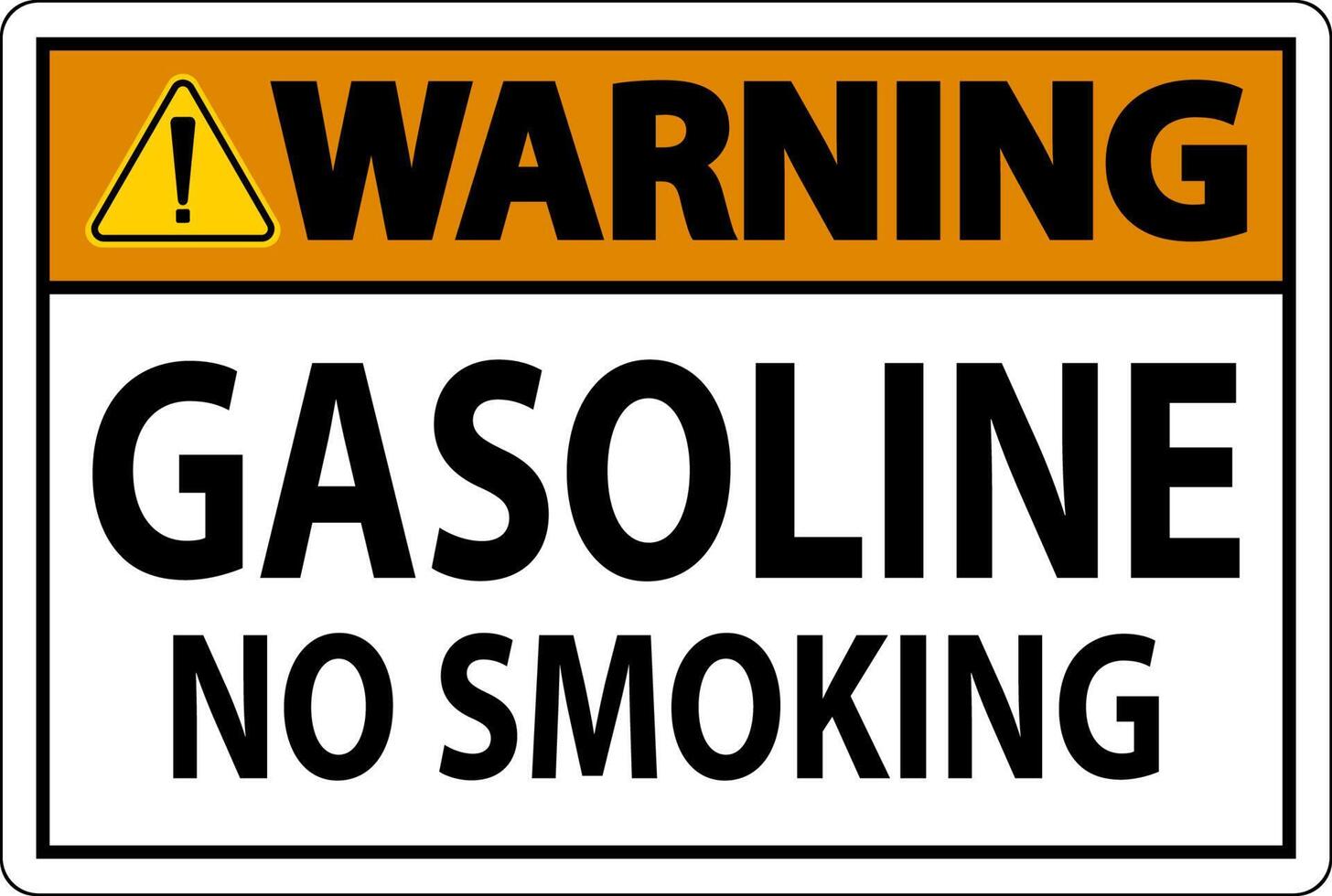 Warning Sign Gasoline, No Smoking On White Background vector