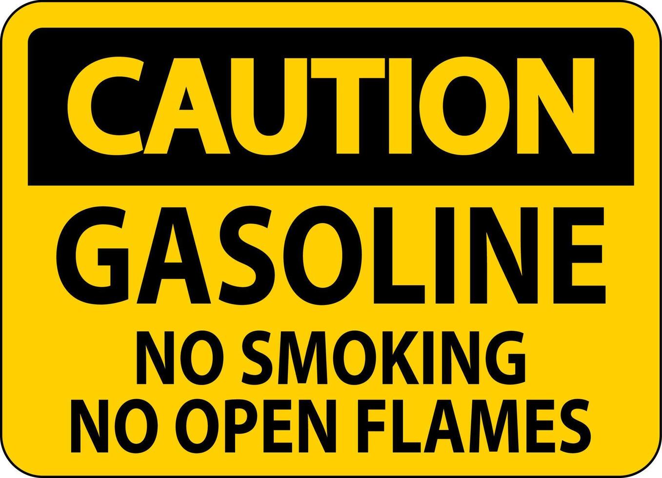 señal de precaución gasolina, no fumar, no encender llamas vector