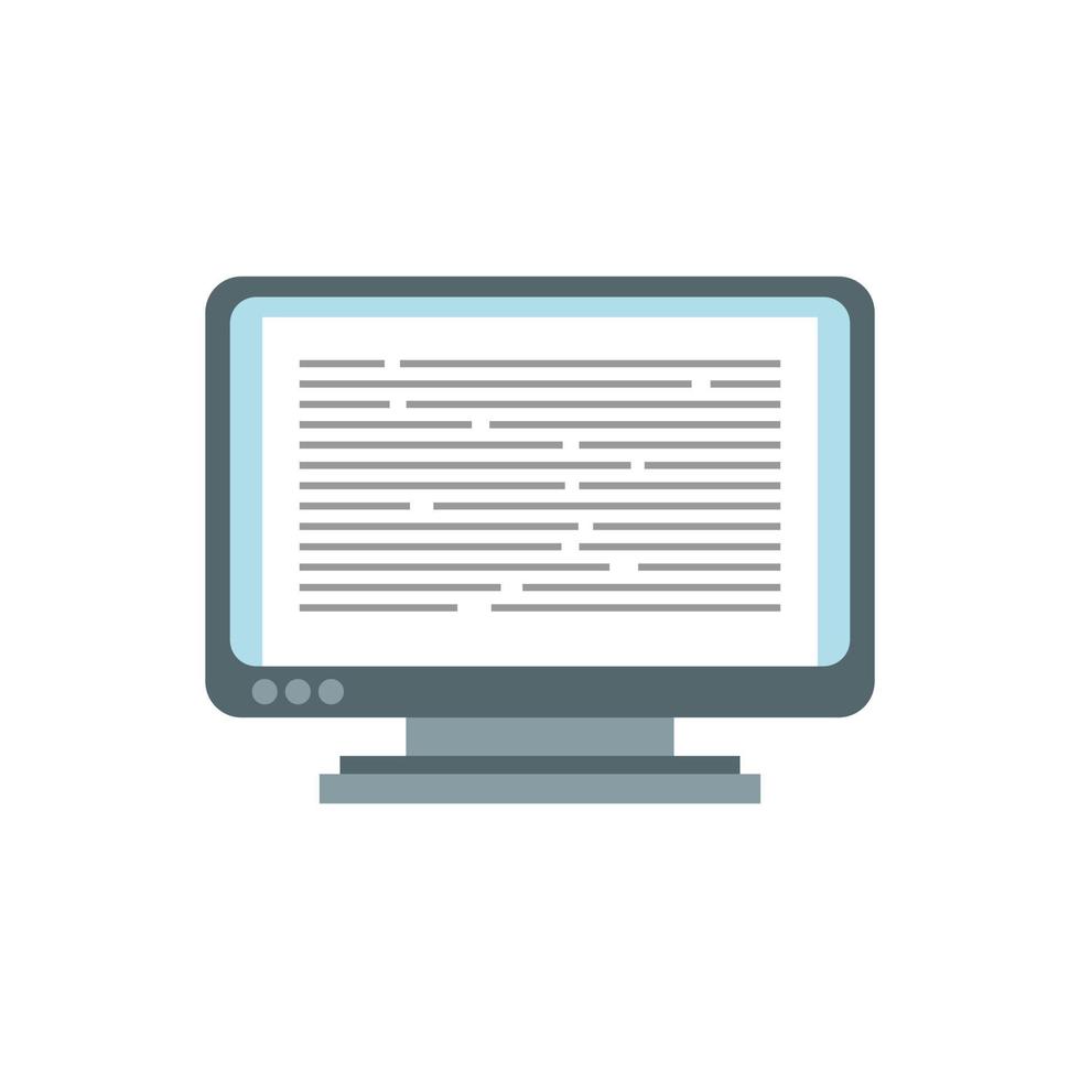 illustration of a monitor computer with text document. vector