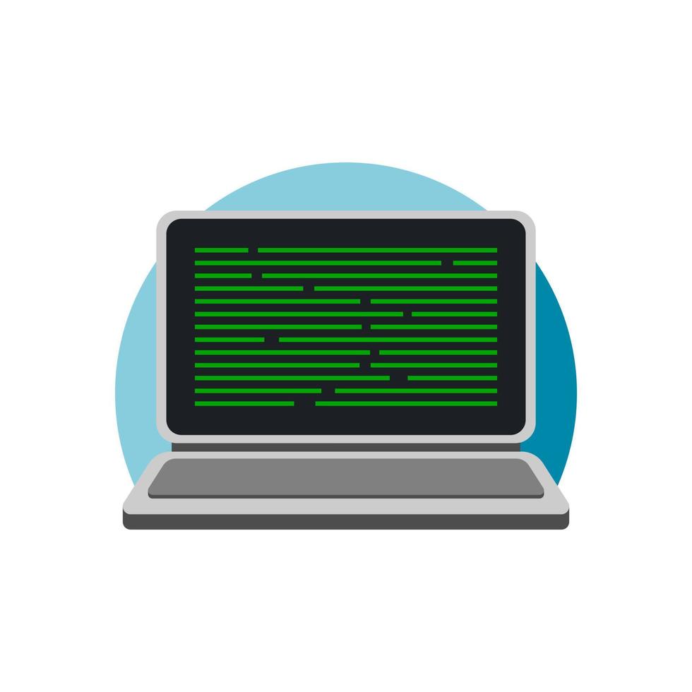 illustration of a monitor computer with green text code. programming theme vector illustration.