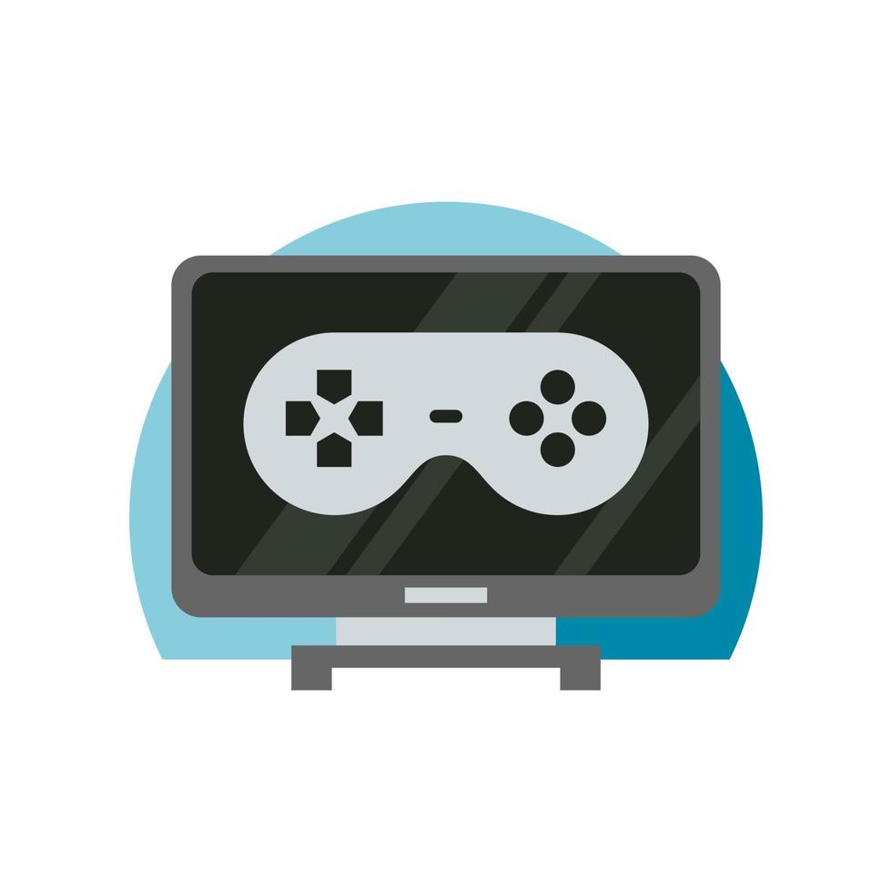 ilustración de un monitor con gamepad dentro. ilustración de vector de tema de juego.