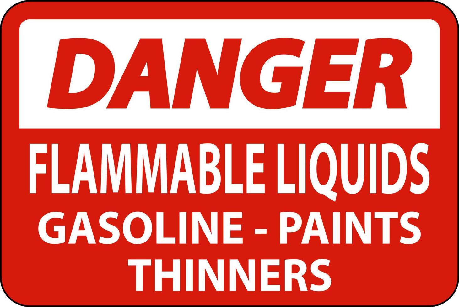 Danger Sign Flammable Liquids, Gasoline, Paints, Thinners vector