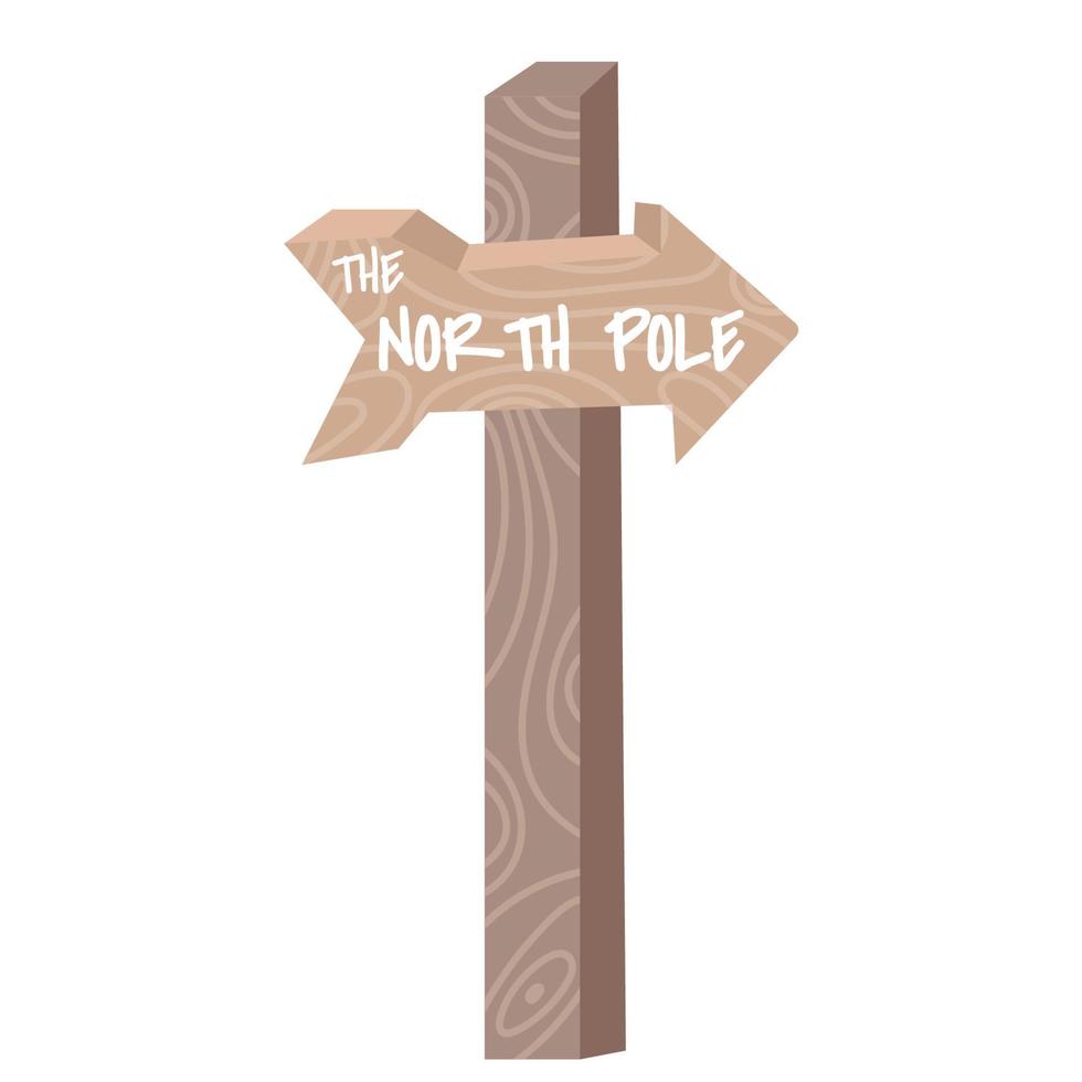 Ilustración de vector de signo de polo norte de flecha de madera