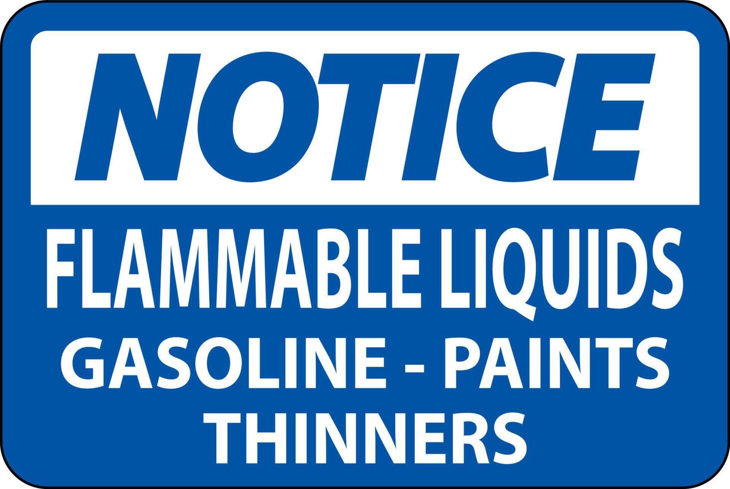 Notice Sign Flammable Liquids, Gasoline, Paints, Thinners vector