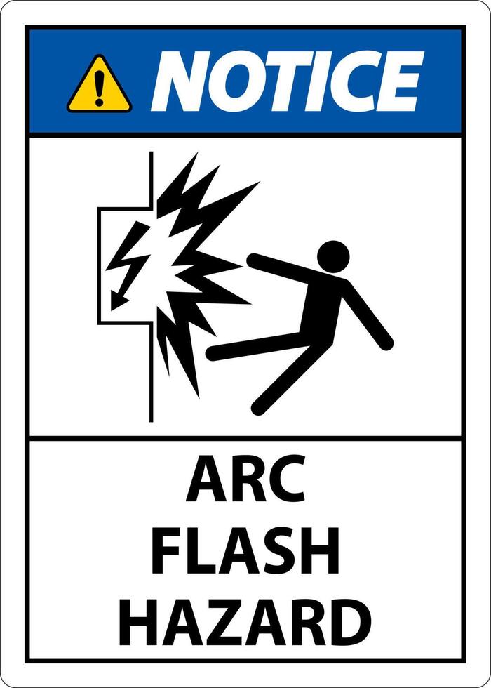 Notice Arc Flash Hazard Sign On White Background vector